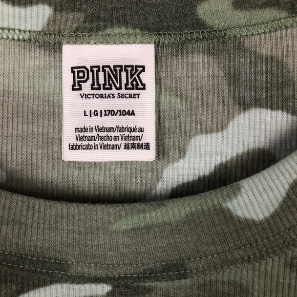 PINK VICTORIA’S SECRET LONG SLEEVE TOP CAMOUFLAGE SIZE LARGE - Picture 10 of 12